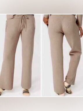 Figs Wide-Leg Knit Pants in Taupe